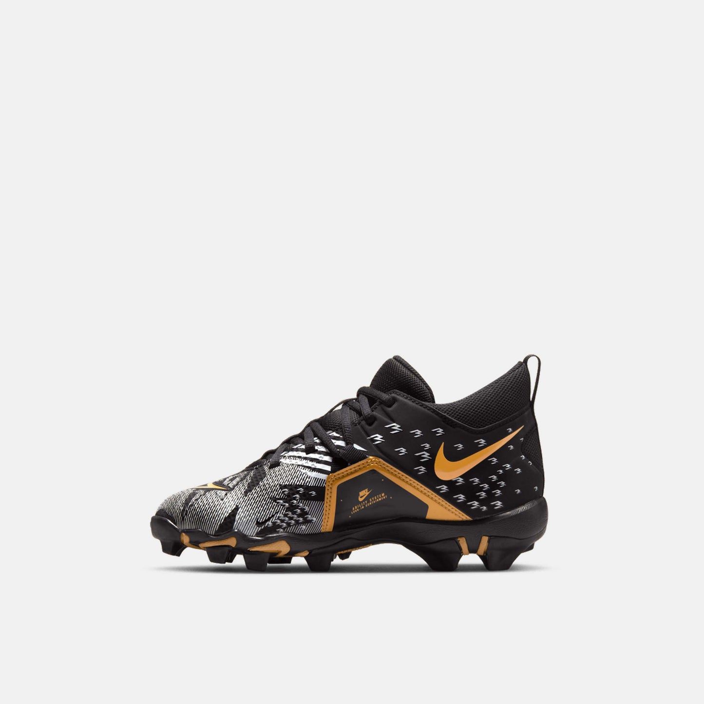 Youth Alpha Menace 3 Shark Russell Wilson Football Cleats, Black/Vivid Gold - SV SPORTS