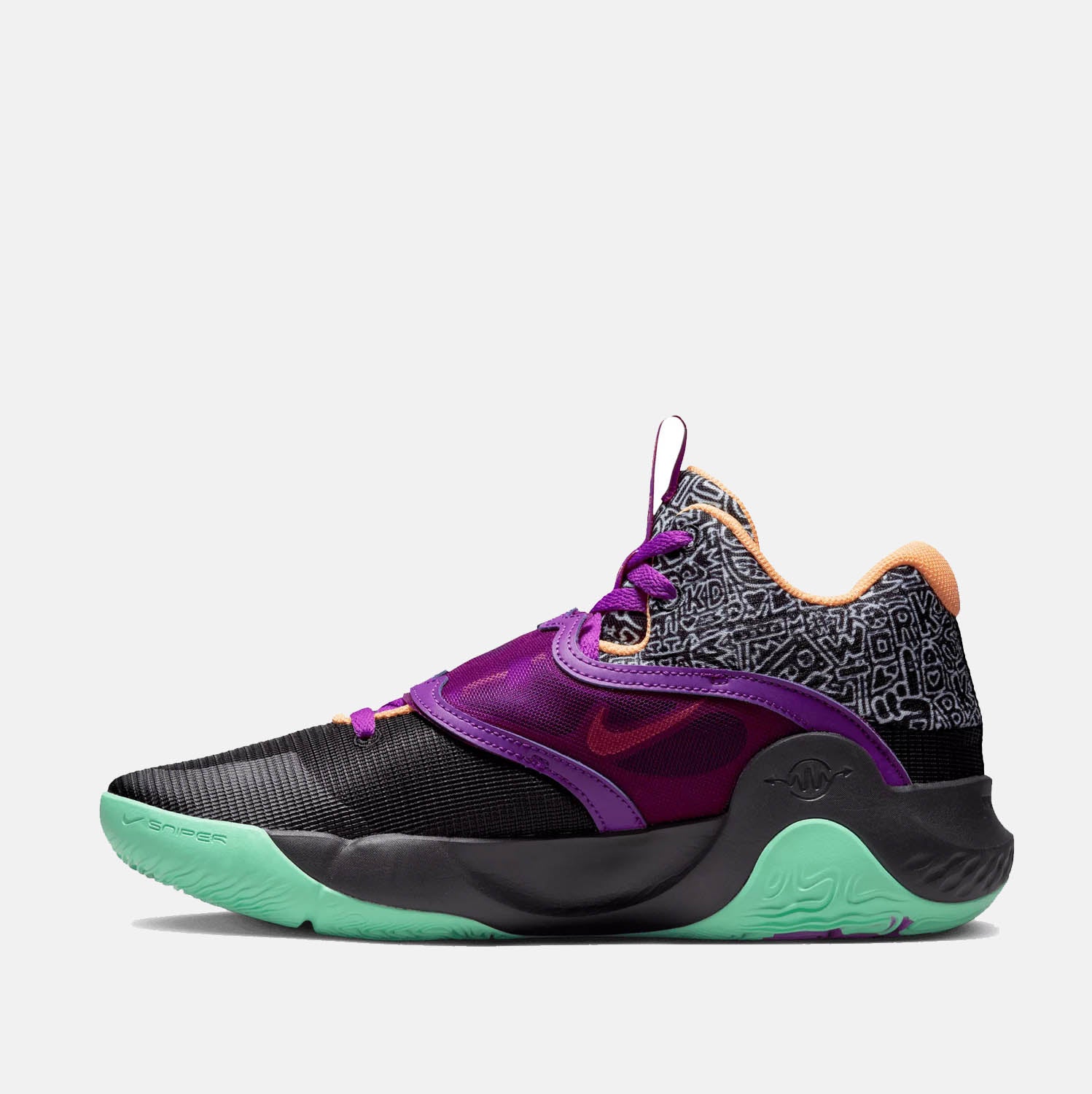 KD Trey 5 X Basketball Shoe, Black/Vivid Purple - SV SPORTS
