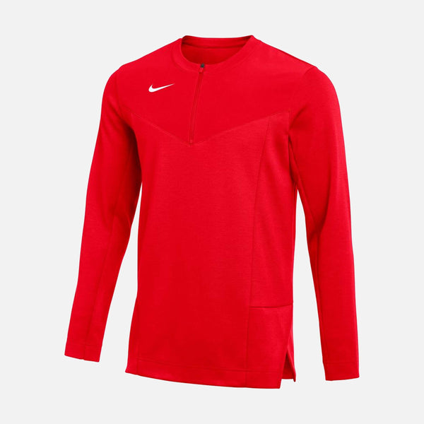 Men's 1/2 Zip Long-Sleeve Football Top, University Red
