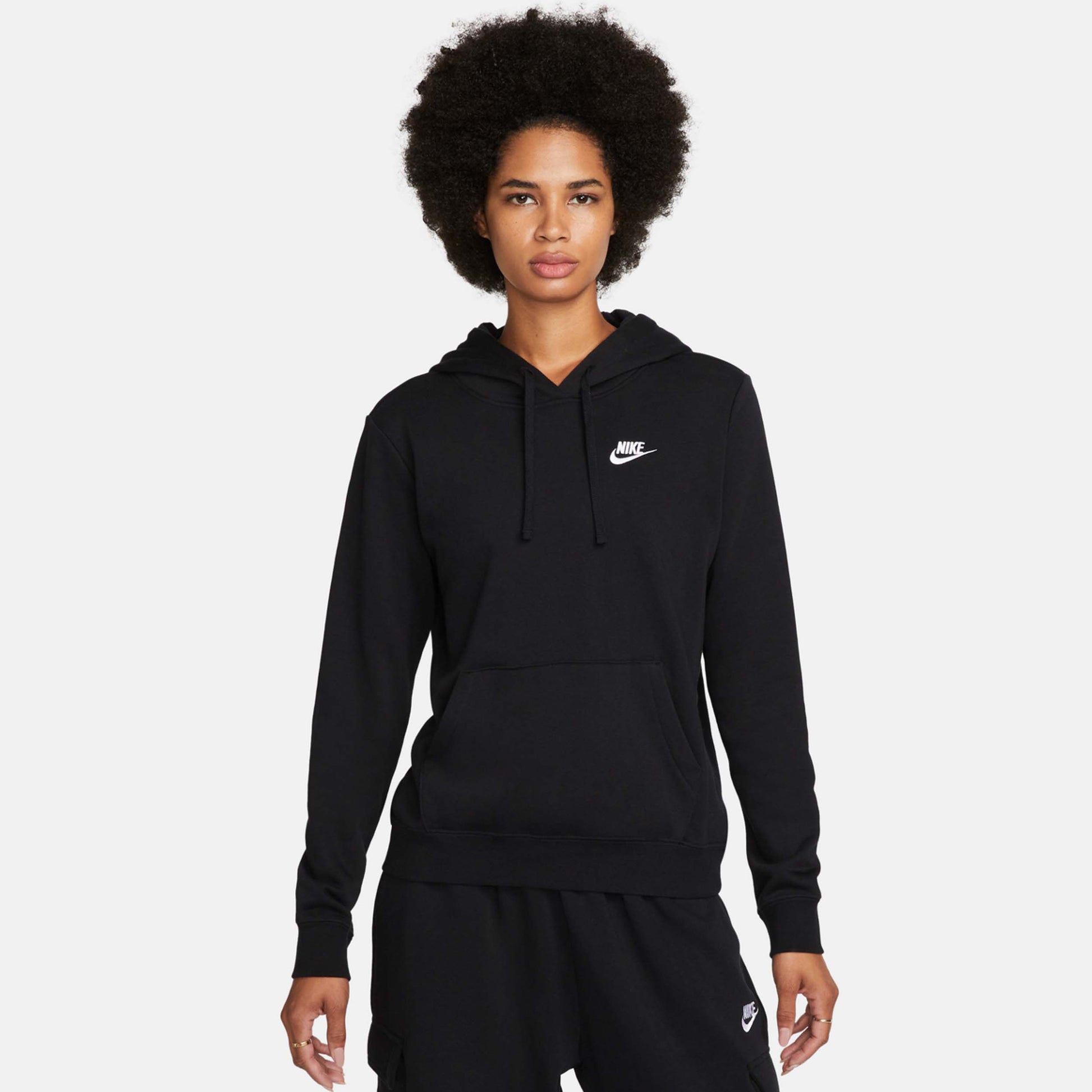 Women's Sportswear Club Fleece Pullover Hoodie, Black/White - SV SPORTS