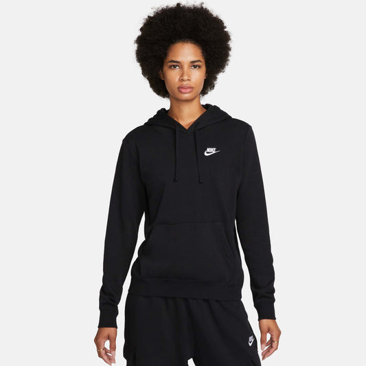 Women's Sportswear Club Fleece Pullover Hoodie, Black/White - SV SPORTS