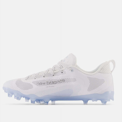 Side medial view of Men's New Balance FreezeLX v4 Low TPU Lacrosse Cleats.