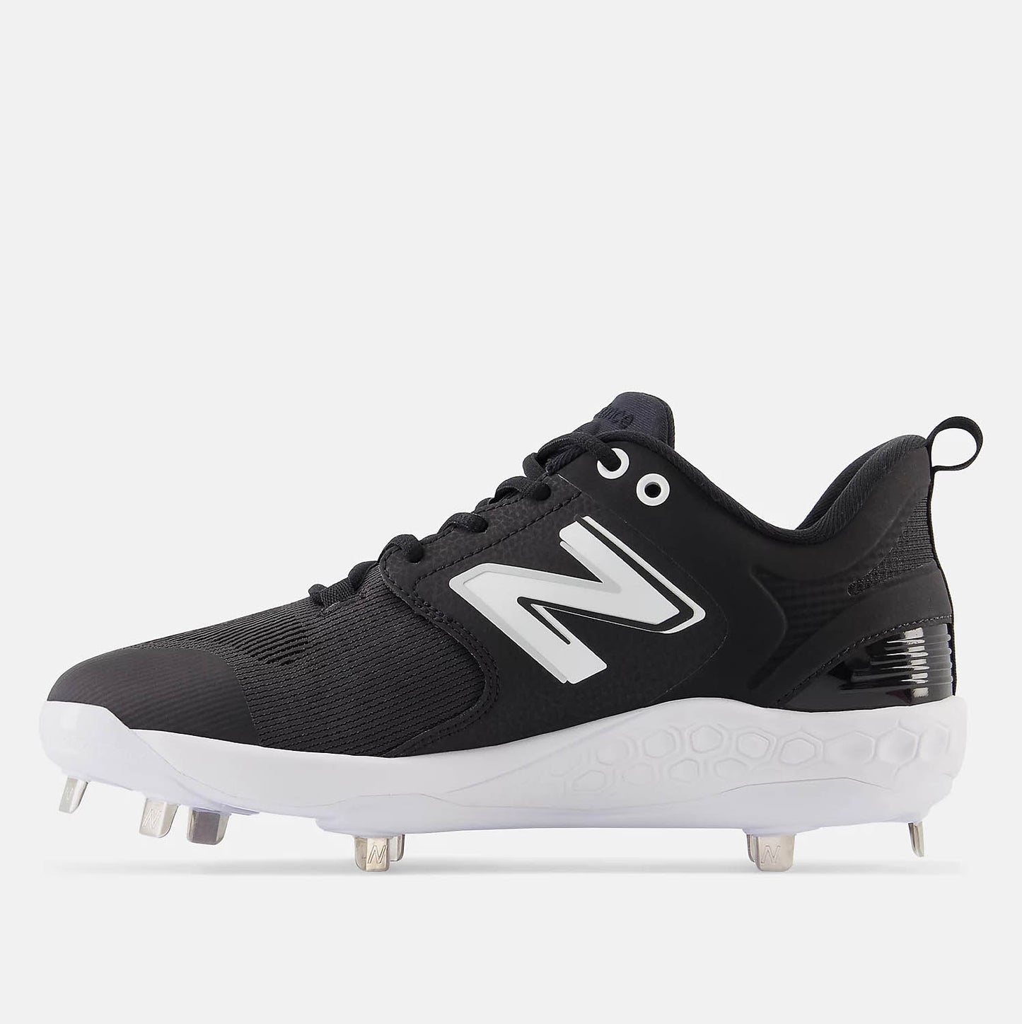 Side view of New Balance Men's Fresh Foam X 3000 V6 Metal Baseball Cleats.