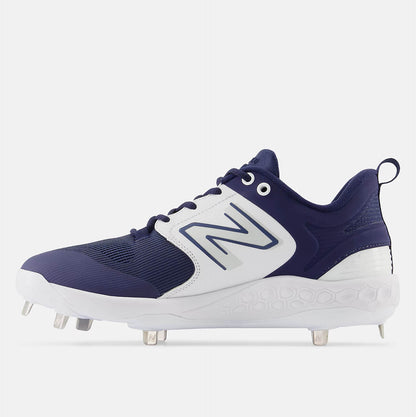 Side medial view of New Balance Men's Fresh Foam X 3000 V6 Metal Baseball Cleats.
