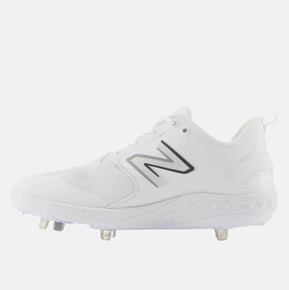 Side medial view of New Balance Men's Fresh Foam X 3000 V6 Metal Baseball Cleats.