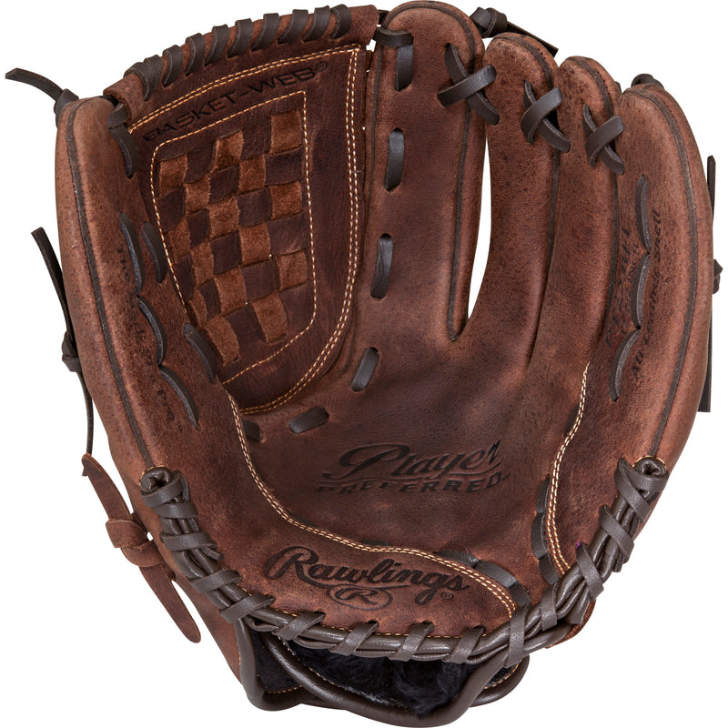 Front palm view of Rawlings Player Preferred Fielders Glove.