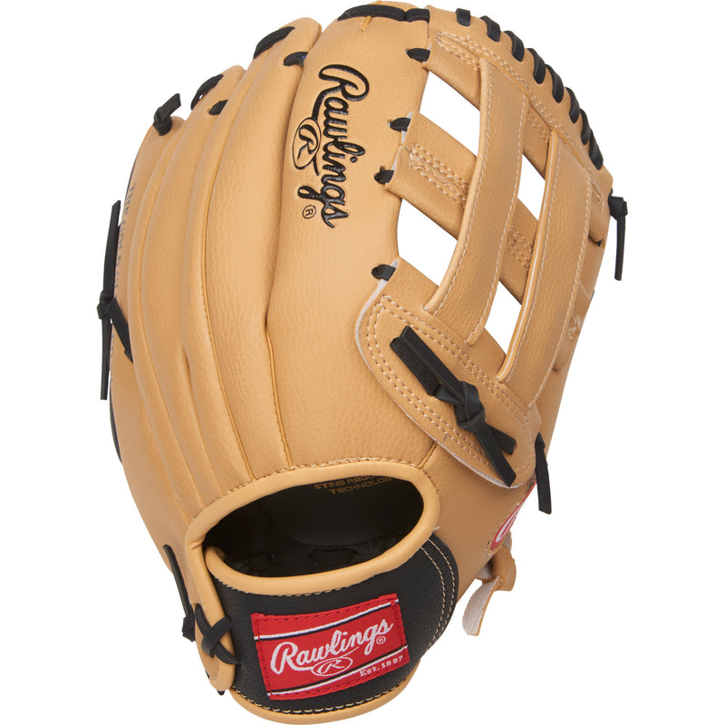 Rear view of Rawlings Players Series 11.5" Youth Fielder Glove.