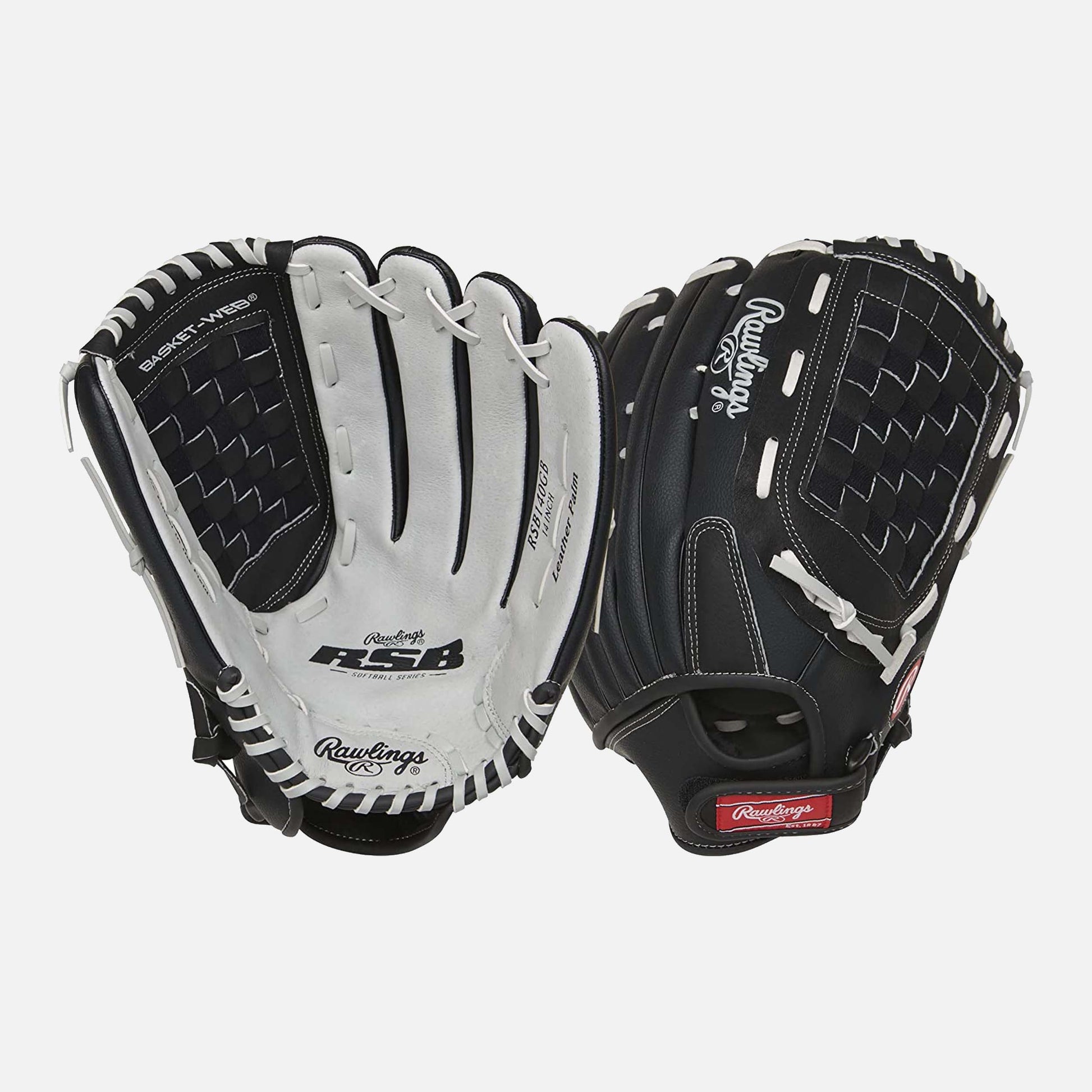 Front palm and rear view of Rawlings Rsb Series Slowpitch Glove.