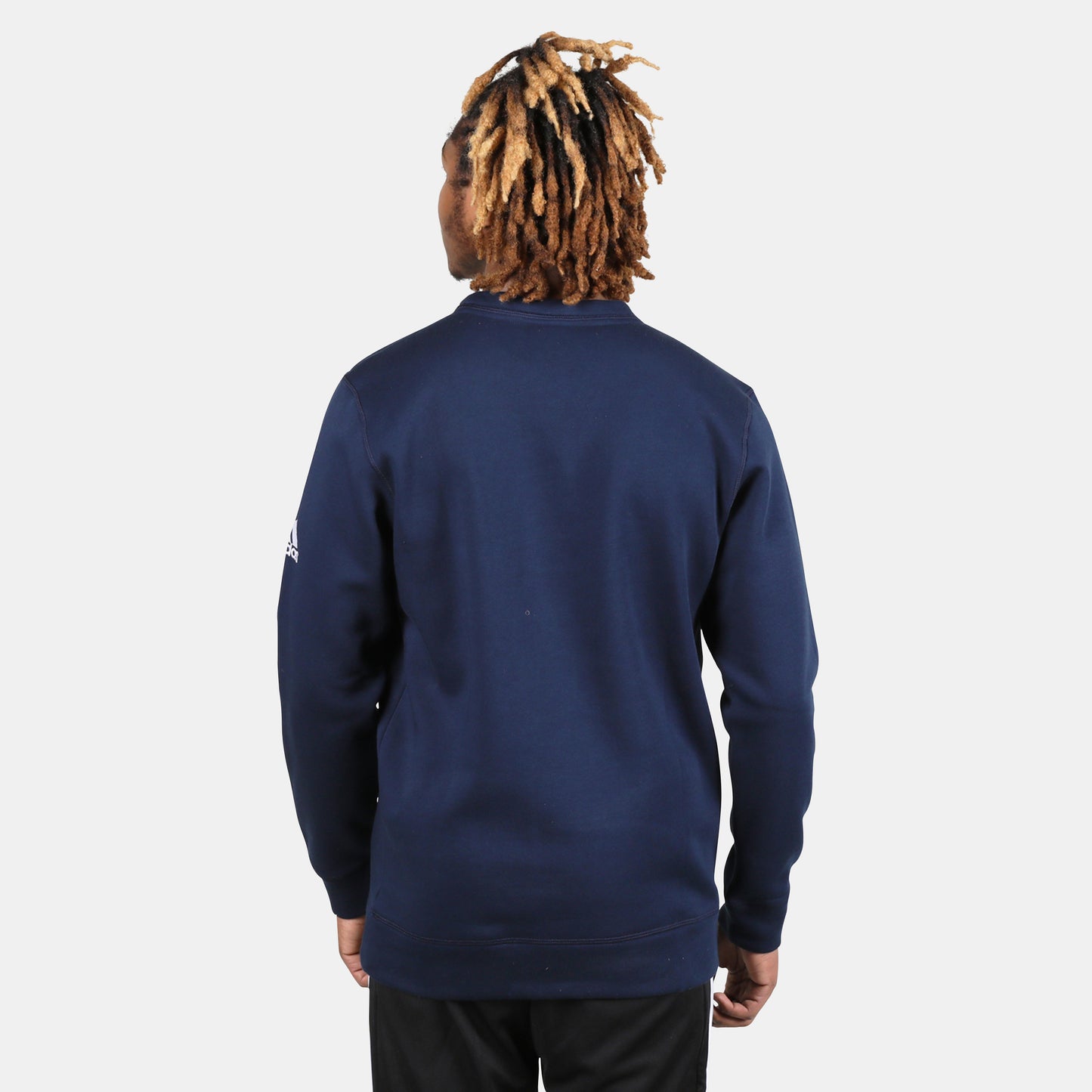Rear view of the Adidas Men's Fleece Crew.