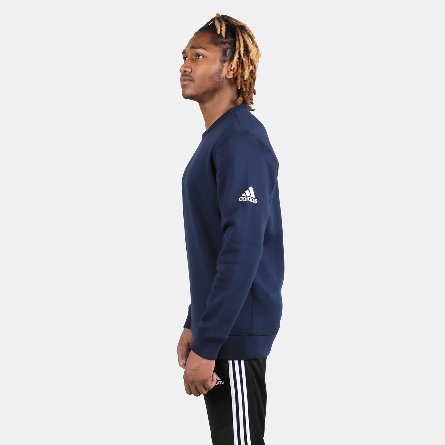 Side view of the Adidas Men's Fleece Crew..