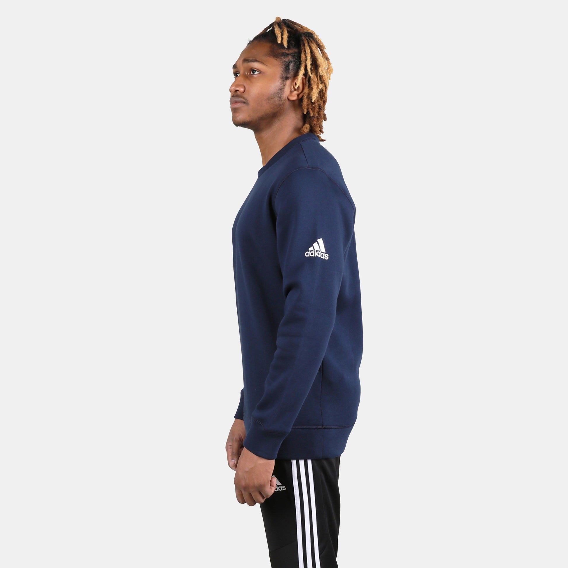 Side view of the Adidas Men's Fleece Crew..