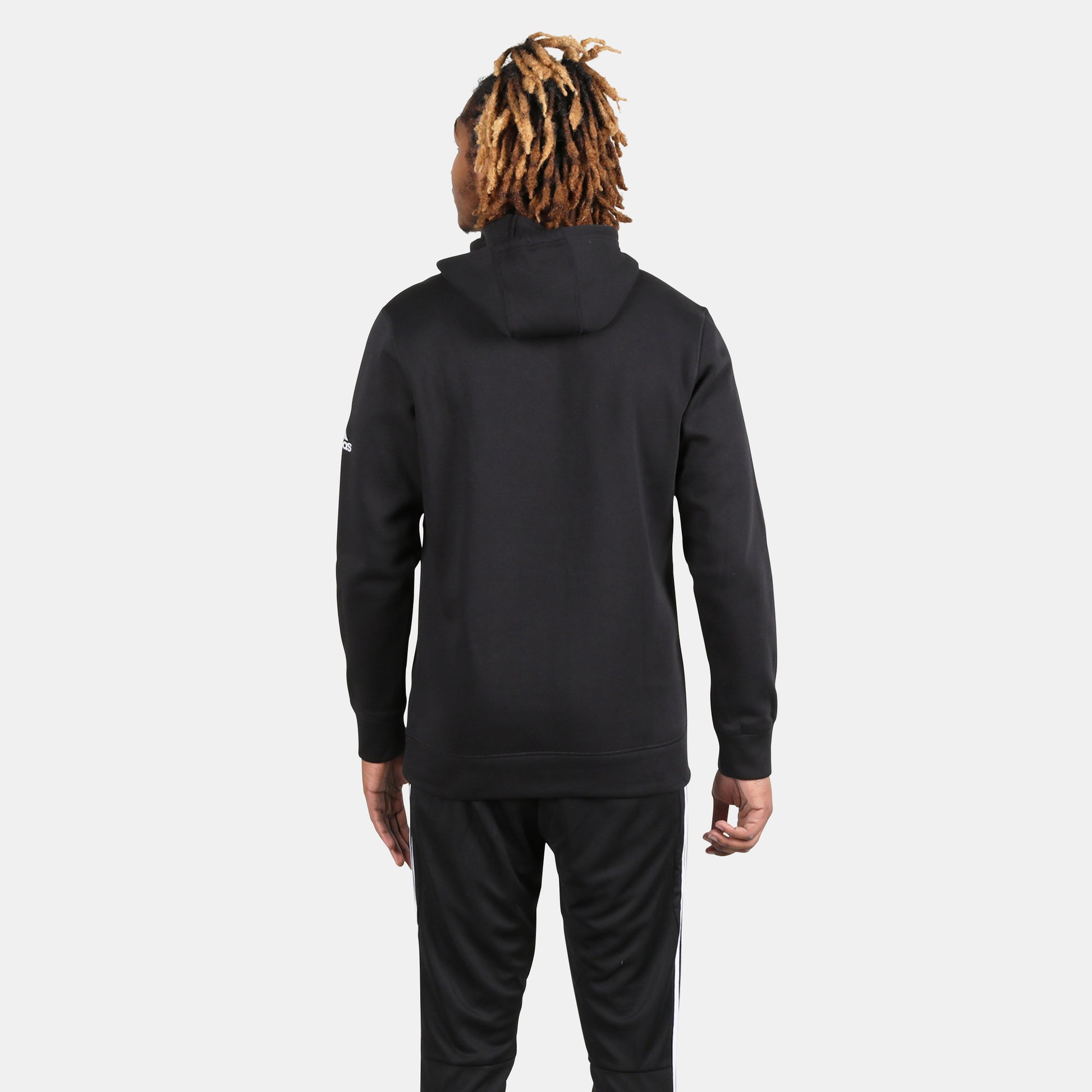 Rear view of the Adidas Men's Fleece Hoodie.