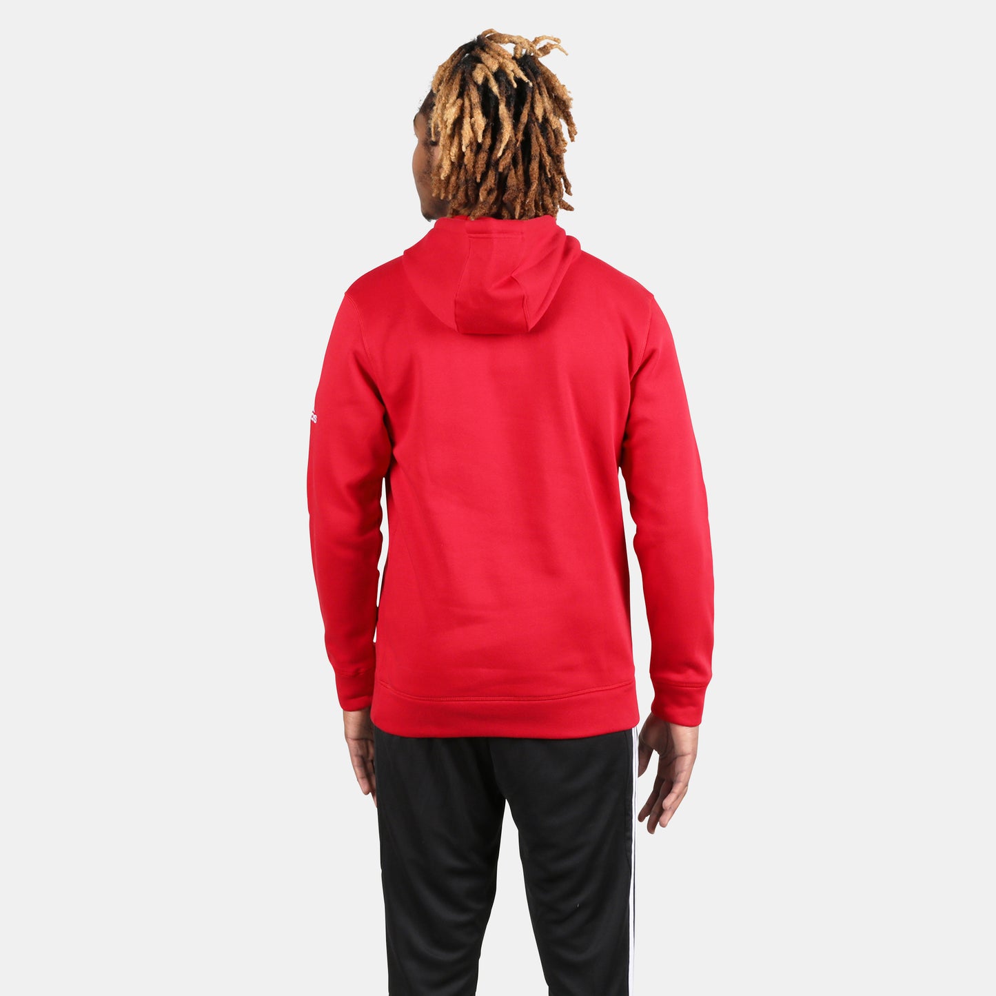 Rear view of the Adidas Men's Fleece Hoodie.