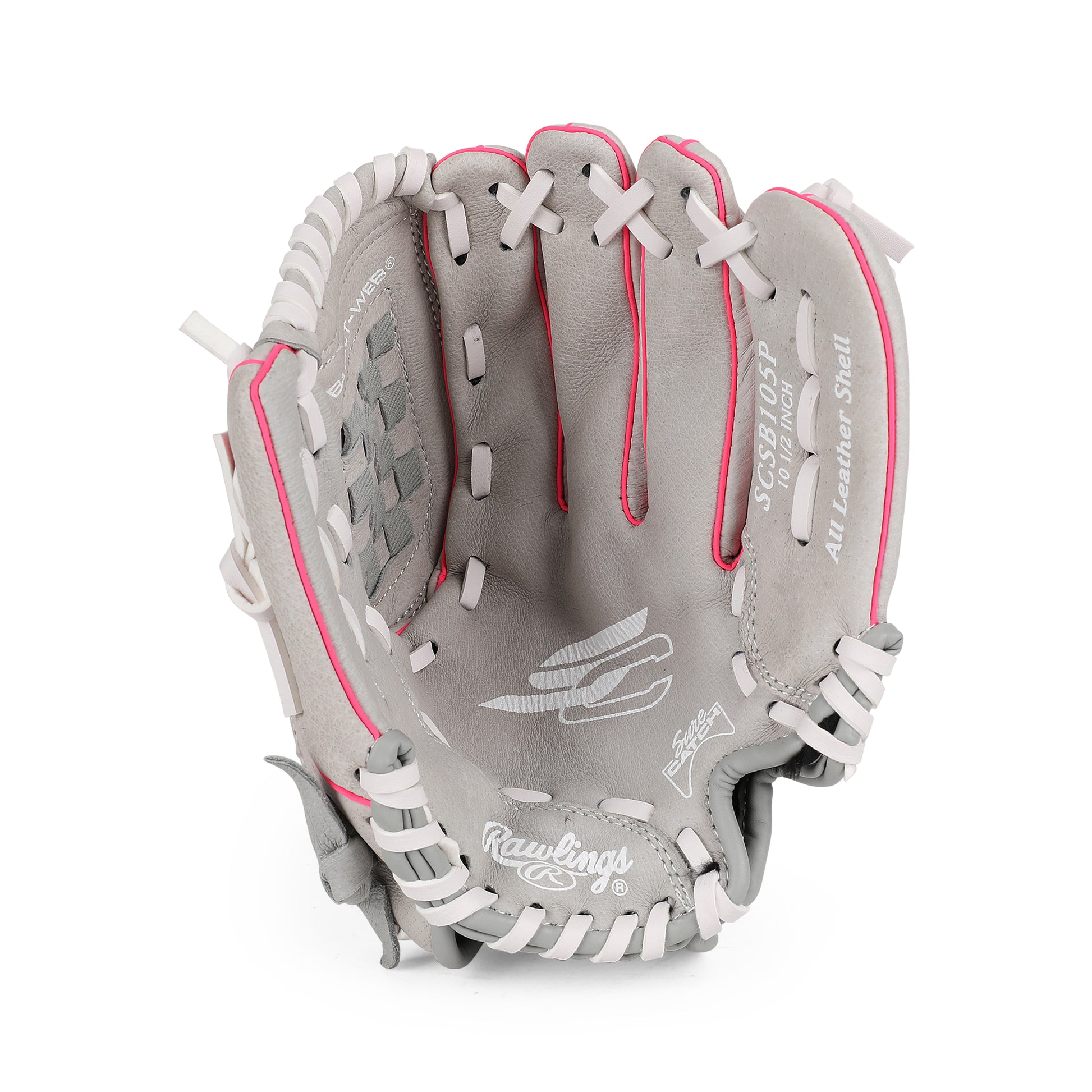 Front palm view of Rawlings Basket Web Fastpitch Glove.