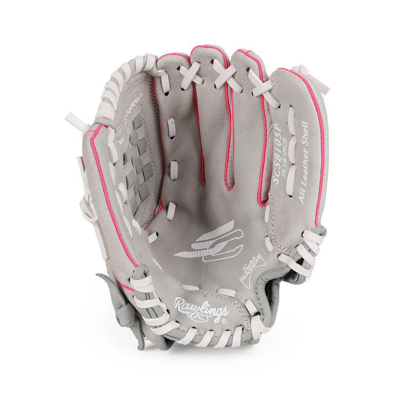Front palm view of Rawlings Basket Web Fastpitch Glove.