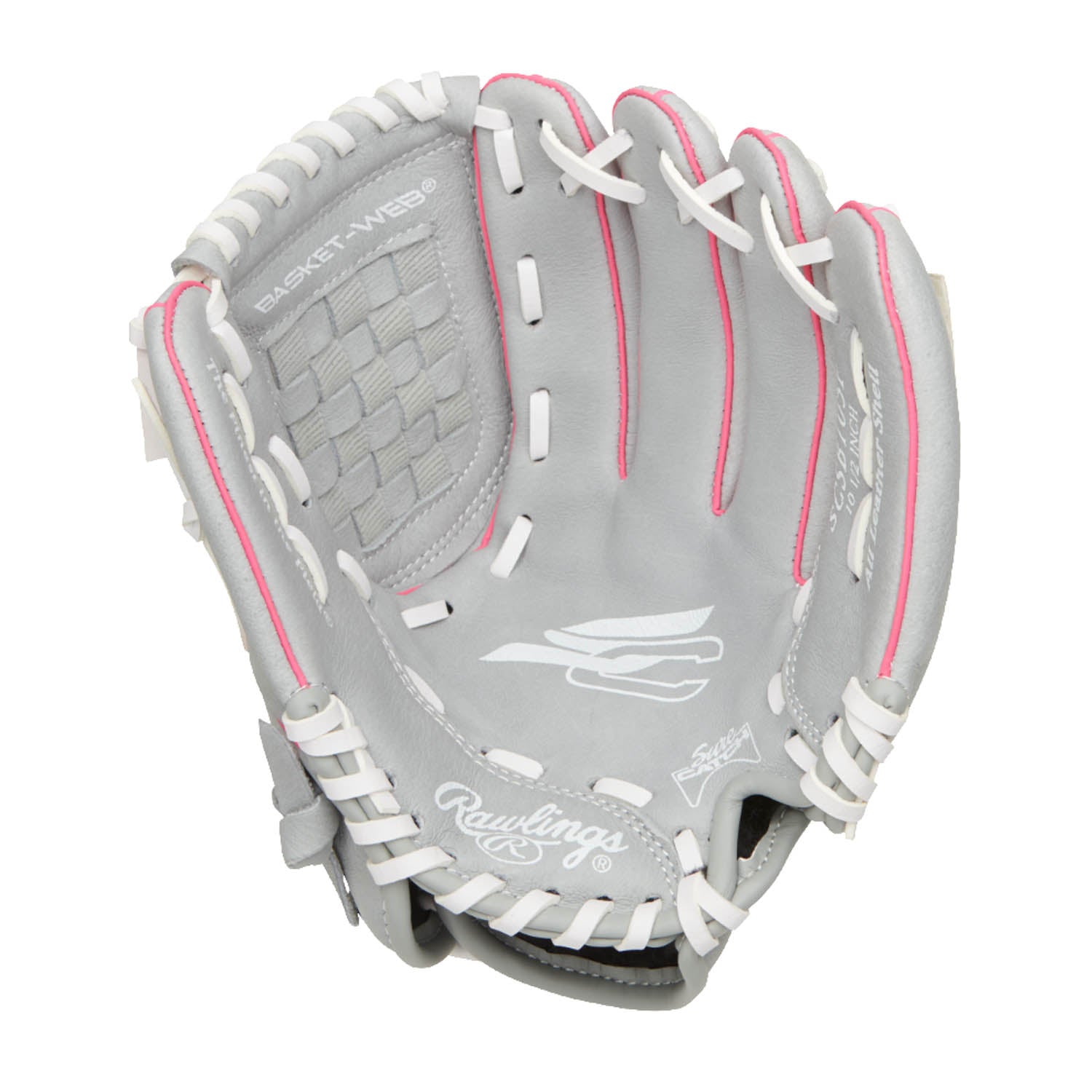 Front palm view of Rawlings Basket Web Fastpitch Glove.