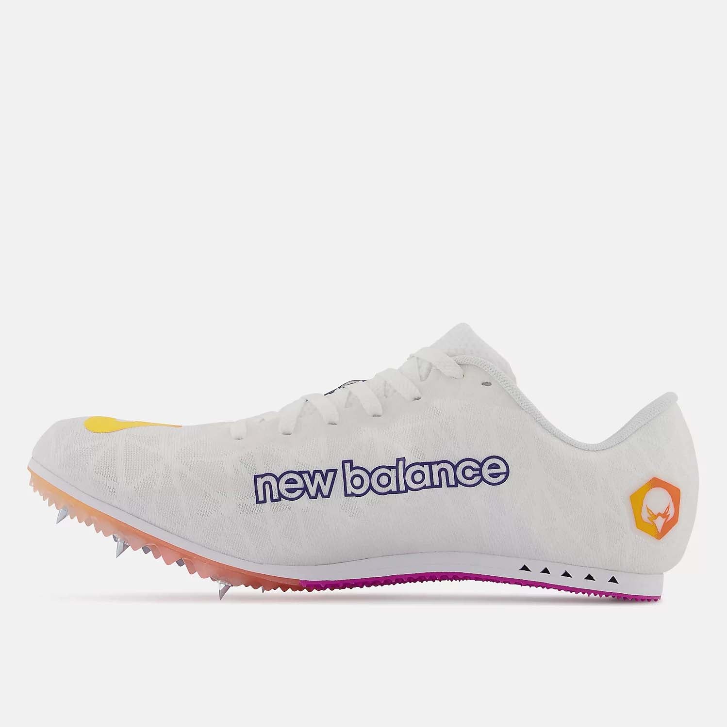 Side medial view of New Balance MD500v8 Distance Spikes.