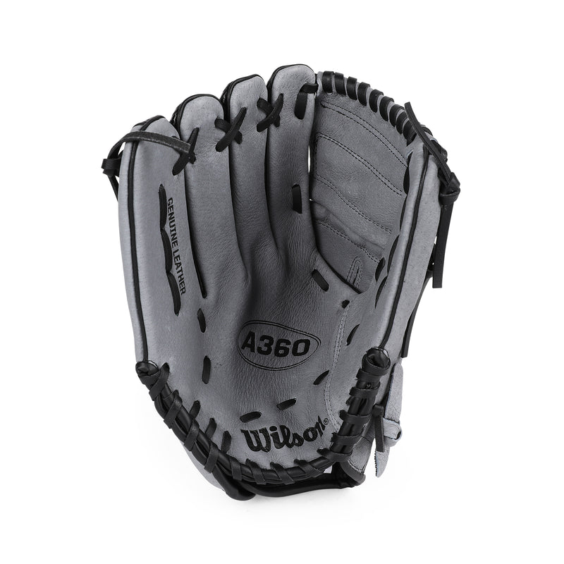 Front palm view of Wilson A360 Carbonlite All Positions 12" Glove.