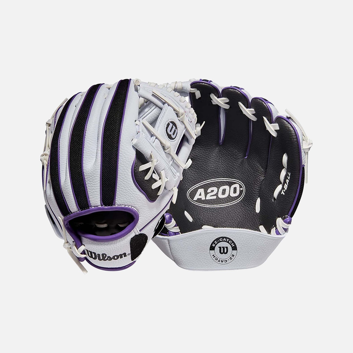 Front palm and rear view of Wilson A200 H-Web 10" Tee Ball Glove.