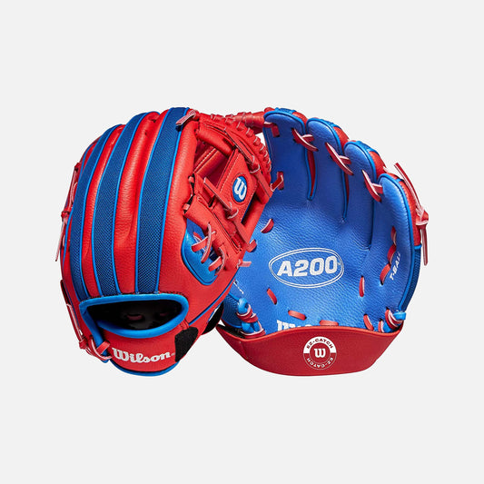 Front palm and rear view of Wilson A200 H-Web 10" Tee Ball Glove.